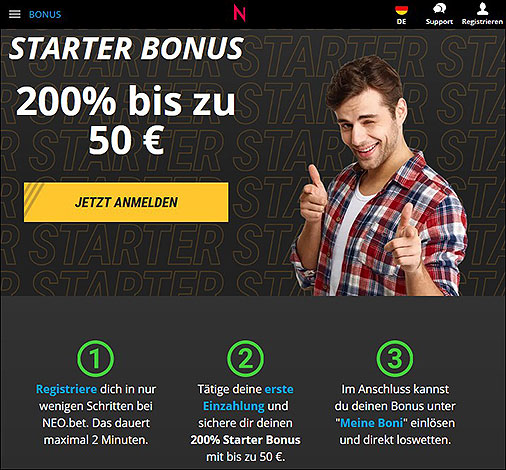 100 Euro Neukundenbonus NEObet