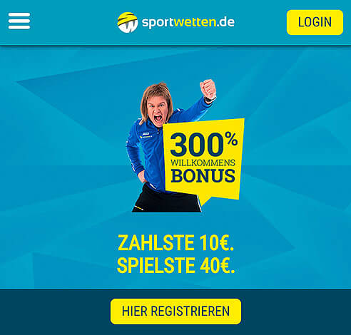 300 Prozent Neukundenbonus bei Sportwetten.de