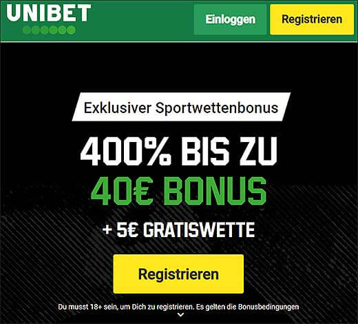 Unibet Exklusiv Bonus und Gratiswette