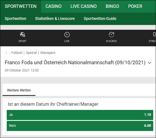 Unibet Foda Teamchef Wette