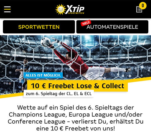 xtip 10 Euro Freebet
