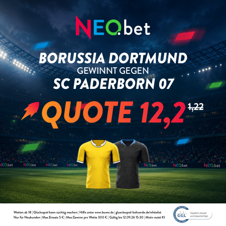 Jetzt bei NEO.bet Quotenboost auf Dortmund-Sieg holen NEO.bet Quotenboost