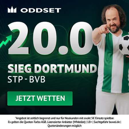 20.0 Quotenturbo zu St. Pauli - Dortmund bei Oddset