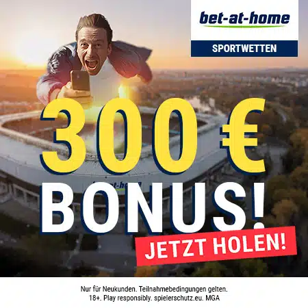 Jetzt den Bet-at-Home 300 Euro Neukundenbonus sichern Bet-at-Home 300 Euro Neukundenbonus