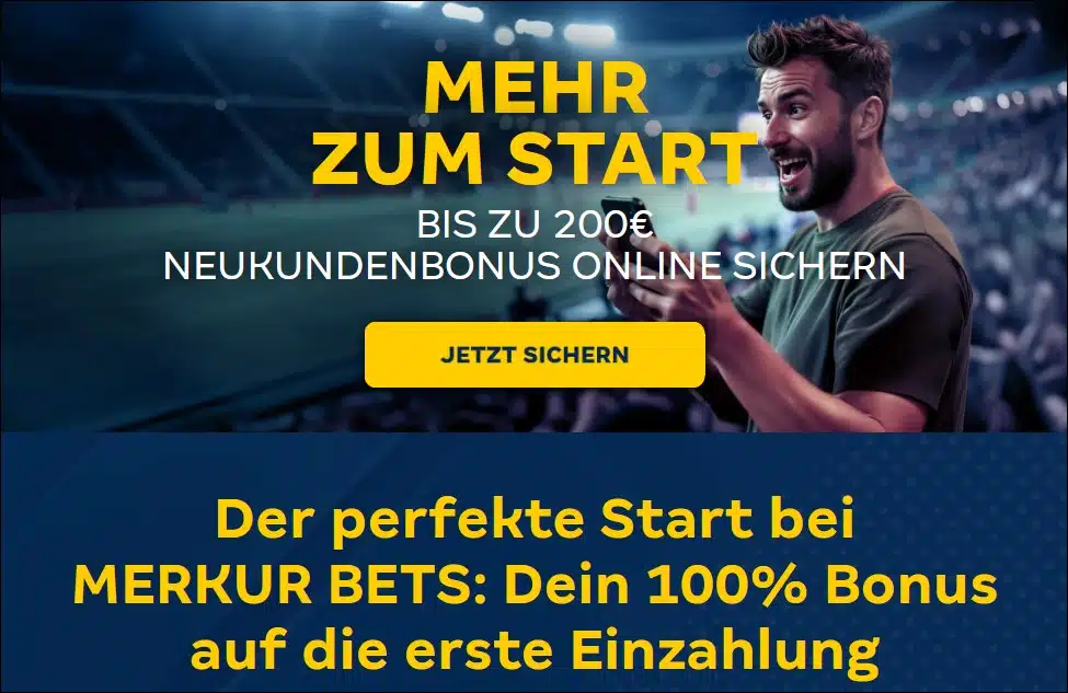 Hier klicken und bei Merkur Bets bis zu 200 Euro Neukundenbonus holen! Merkur Bets 200€ Neukundenbonus
