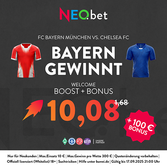 500% Quotenboost zu Bayern vs. Chelsea mit NEO.bet